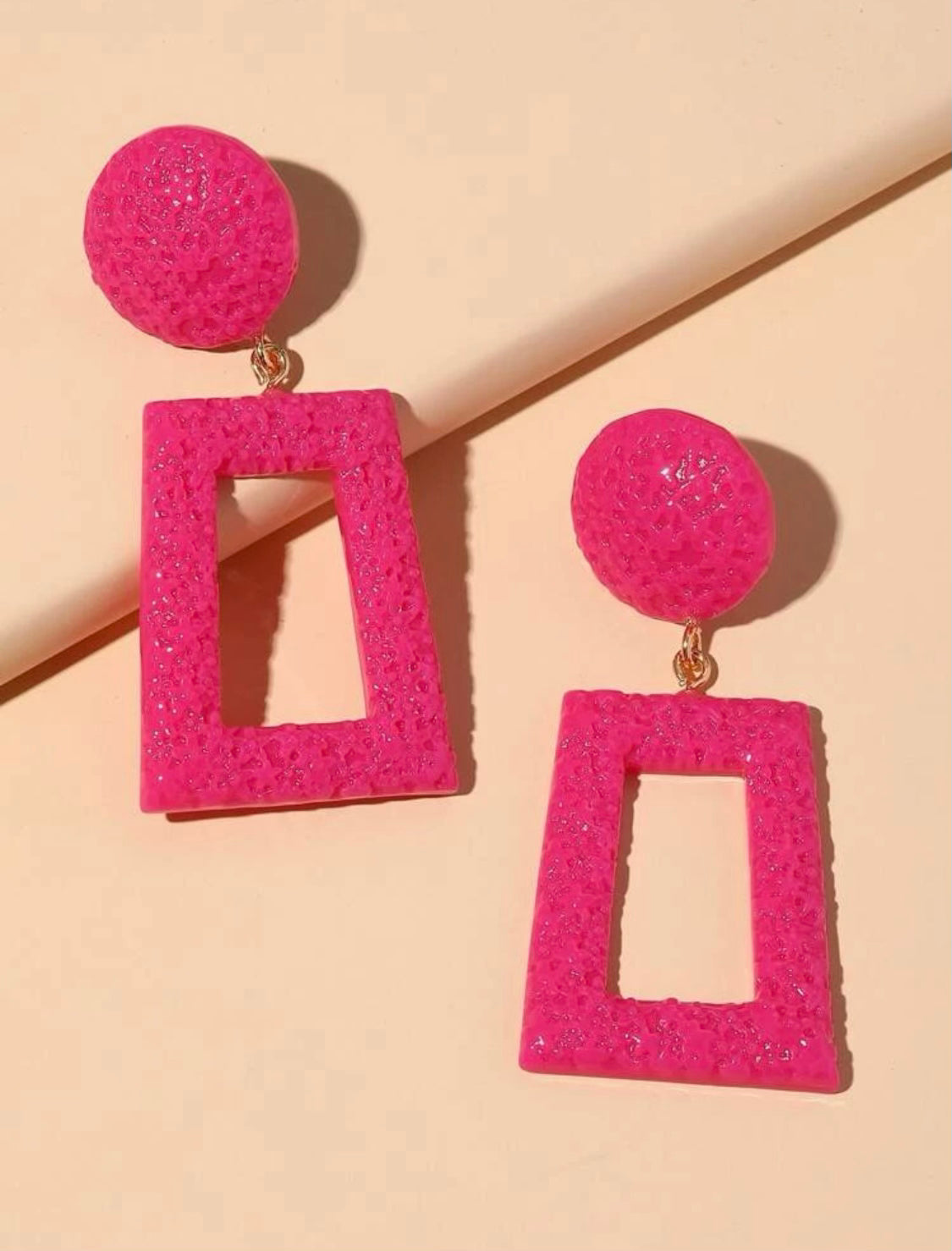 Hot Pink Geometric Earrings