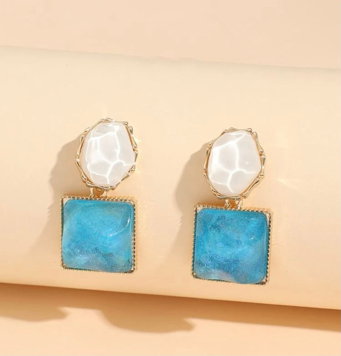 Blue Geometric Earrings