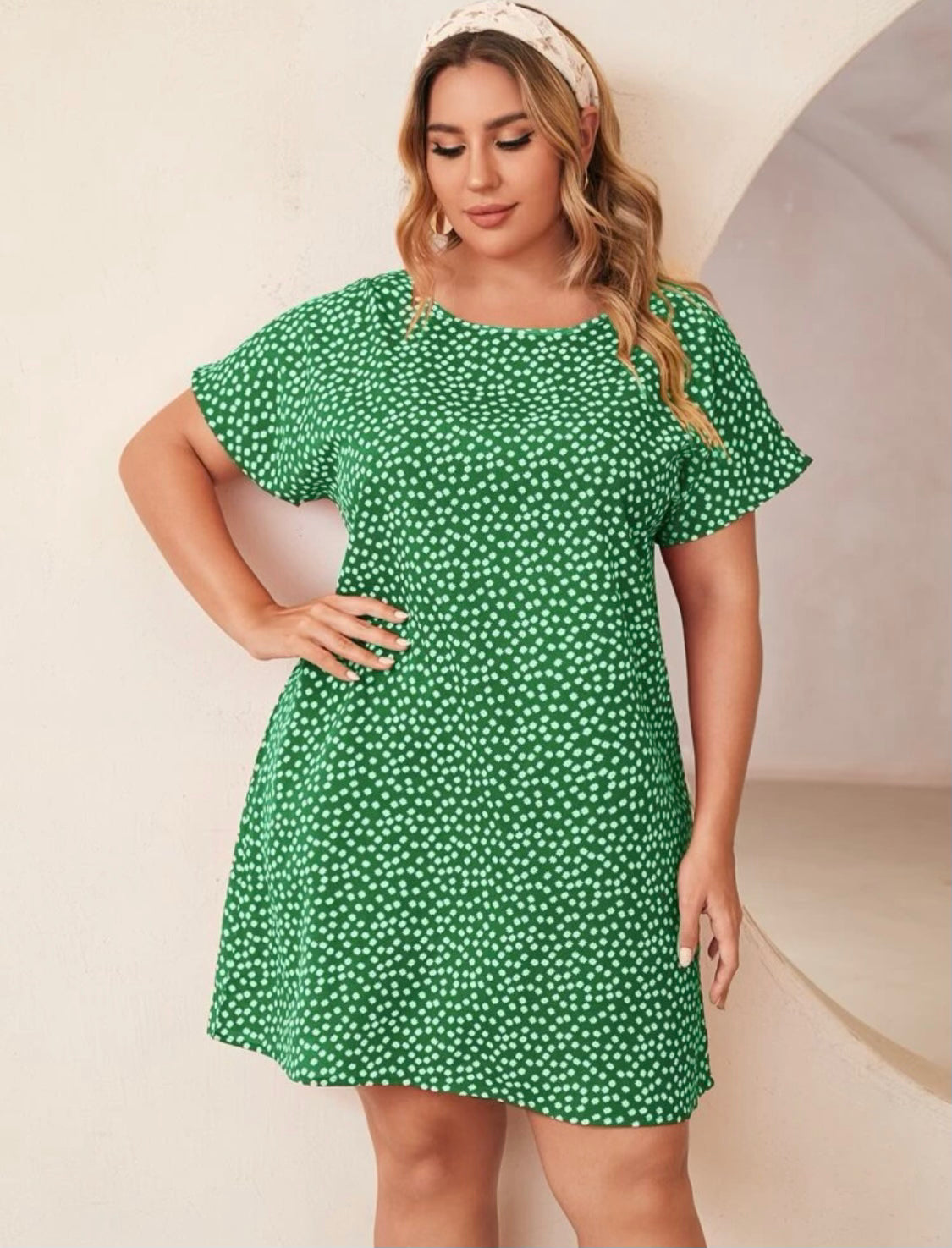 Curvy Green Floral Dress