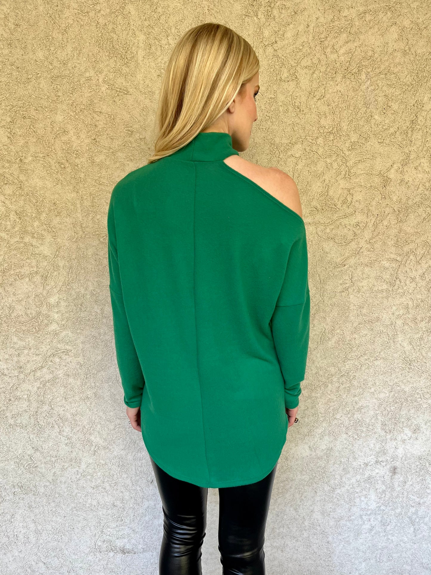 Green Cold Shoulder Sweater Curvy