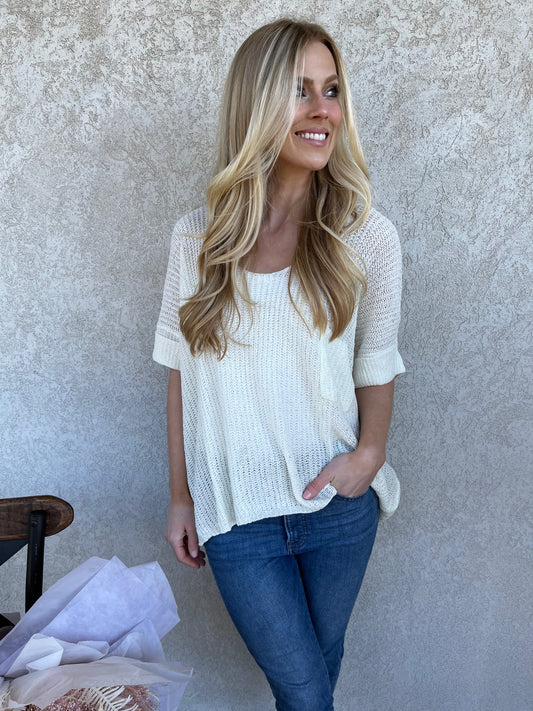 Loose Knit White Sweater