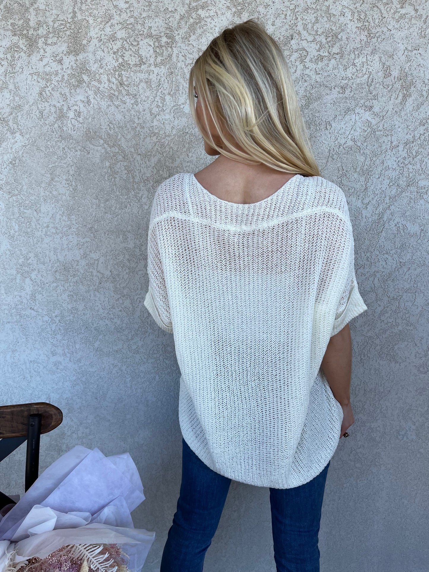 Loose Knit White Sweater
