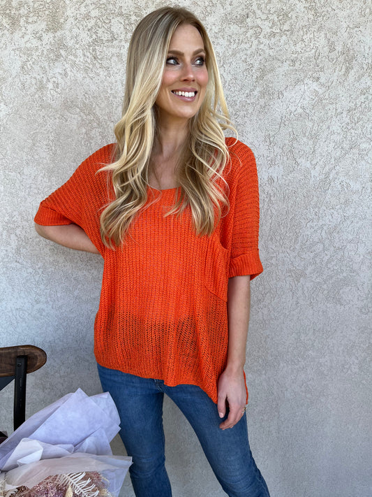 Loose Knit Orange Sweater