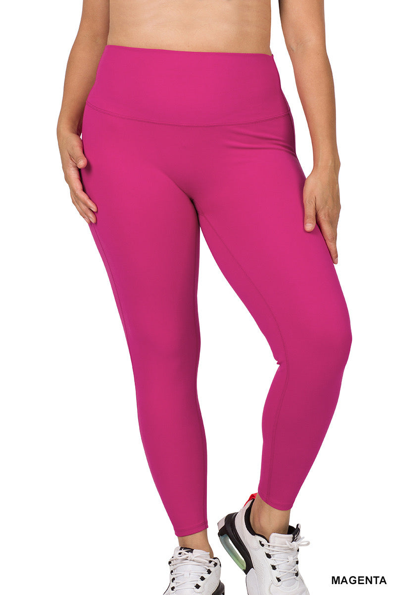 Curvy Magenta High Waisted Leggings