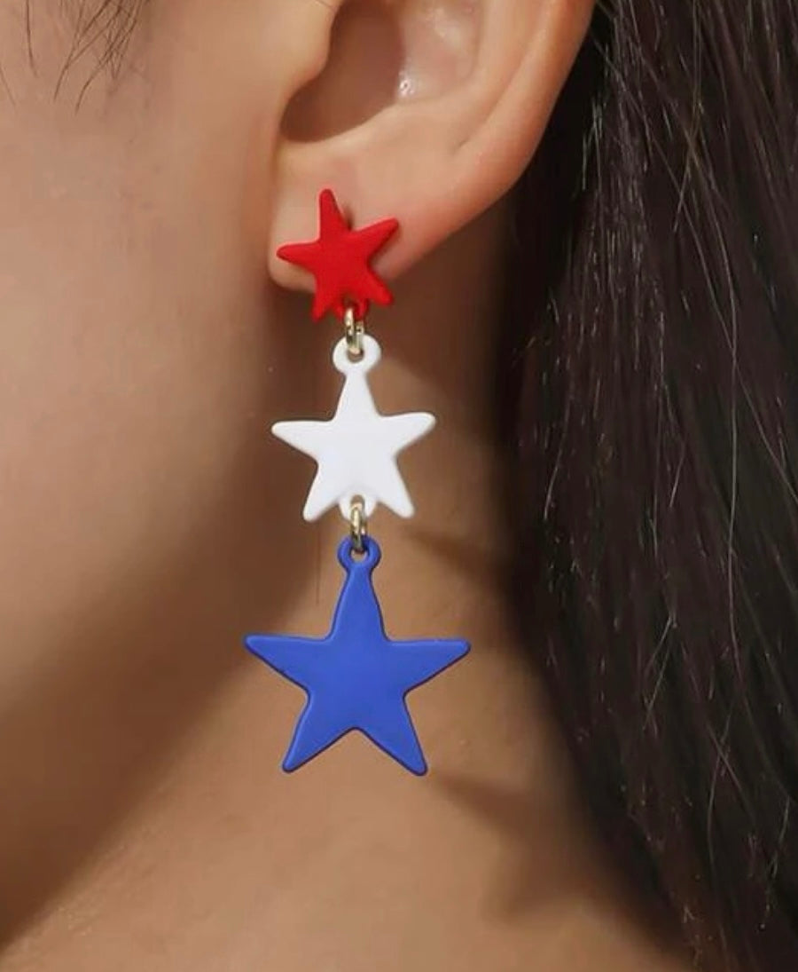 Red, White and Blue Star Earrings